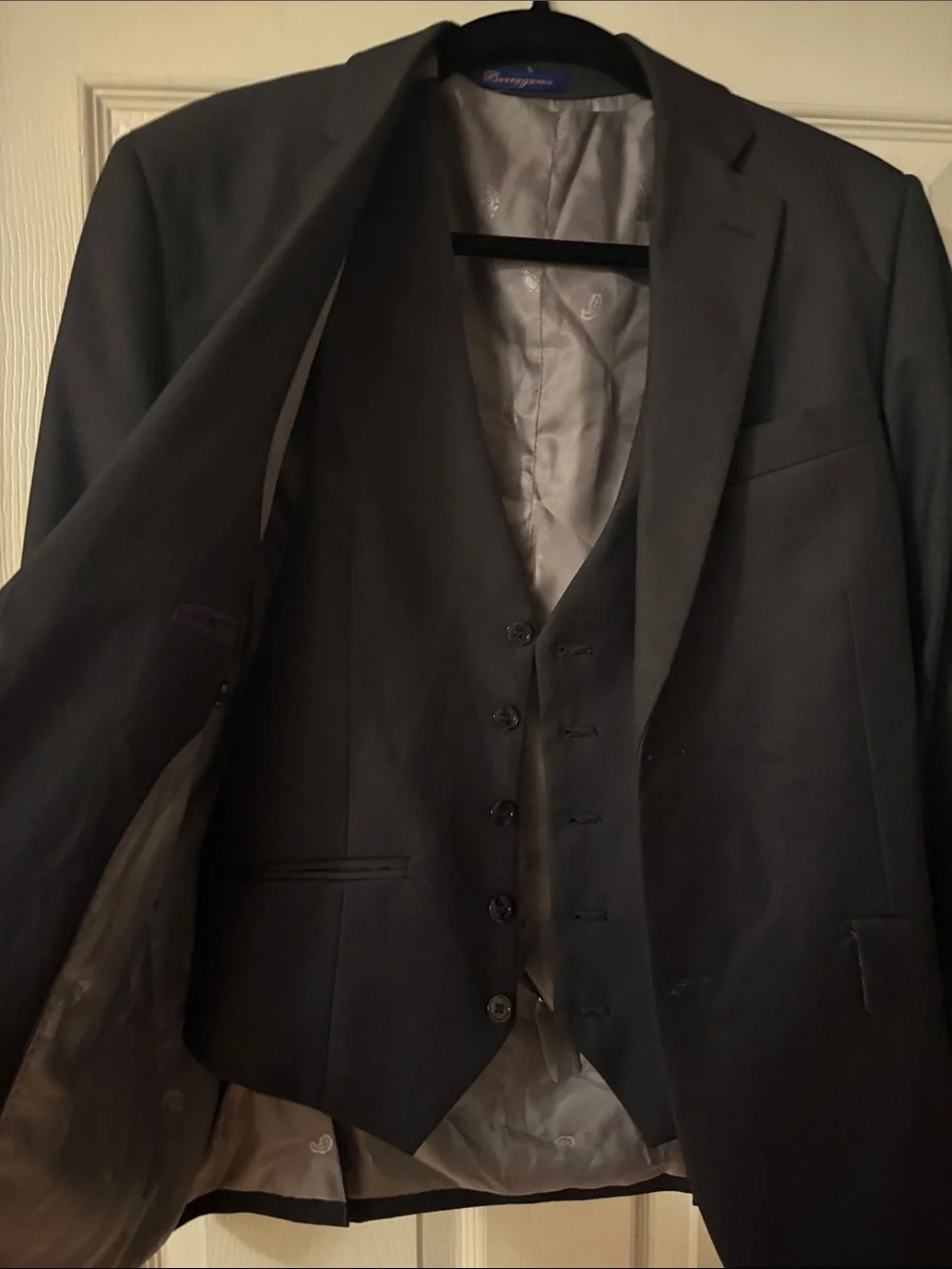 Men's Black Three-Piece Suit with Vest